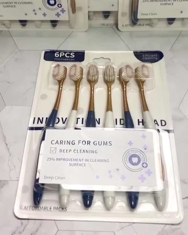 성인용 부드러운 칫솔모, 넓은 헤드 디자인, 구강 세트, 치아를 완전히 닦고 잇몸 보호하기에 적합한 칫솔, 6 팩