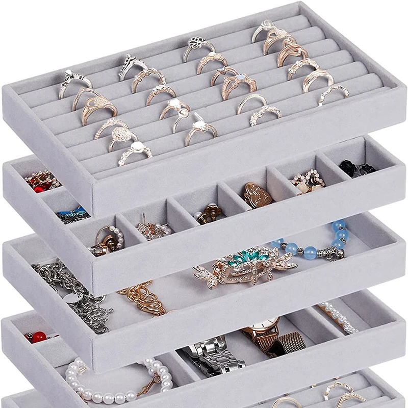 Jewelry Organizer Velvet Display Box DIY Jewelry Storage Tray Earring  Bracelets Necklace Pendant Storage Box Organizer Case - AliExpress