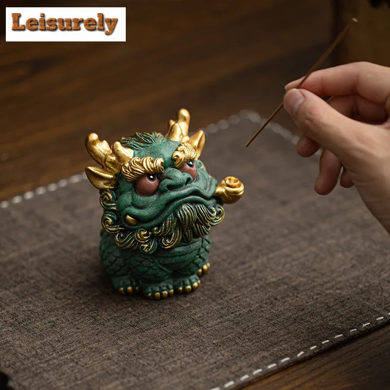 Colour Gold Bluestone Fire Kylin Incense Holder Incense Smoke Waterfall Incense Burners Consecrate Censer Tea Items Ornaments