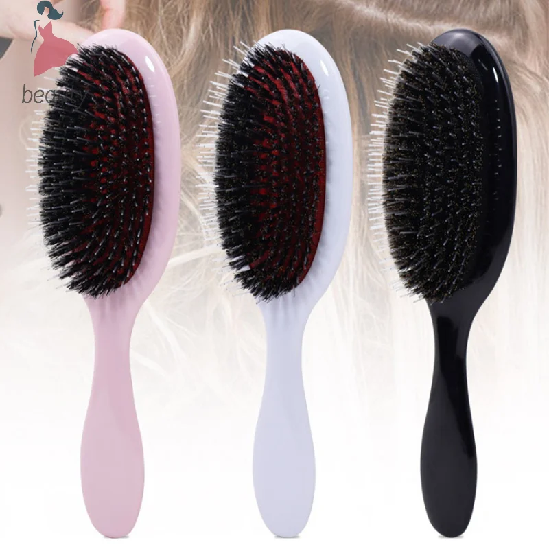 

1PC Oval Boar Bristle & Nylon Hair Comb Mini Anti-static Hair Scalp Massage Comb Hairbrush Salon Hair Brush Styling Tool