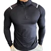Spandex Long Sleeve finger Men Running Fitness Tshirt elastic Quick Dry Sports Bodybuilding Training stand collar Shirts 6