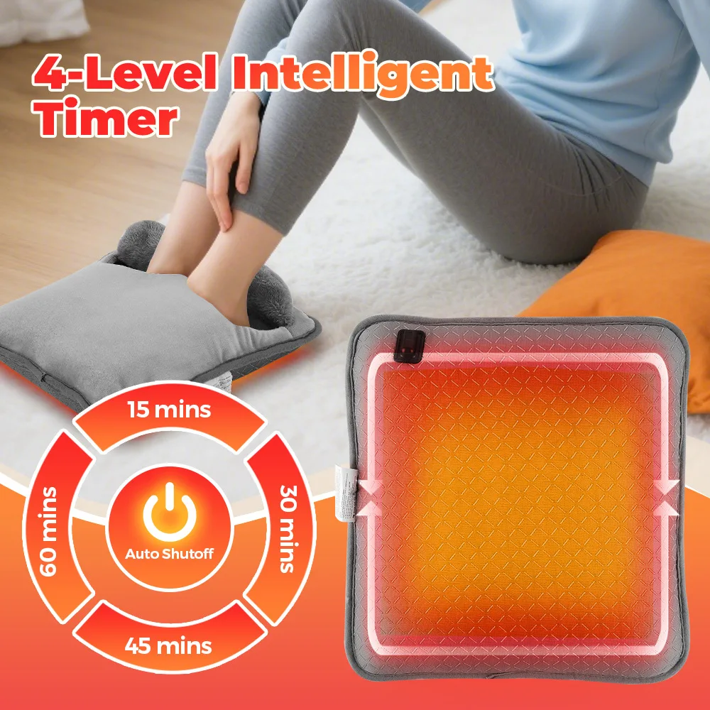 Electric Heating Foot Warmer Heated Foot Warming Device for Cold Winter Household Soft Thermal Foot Care Pad Washable Feet Warm