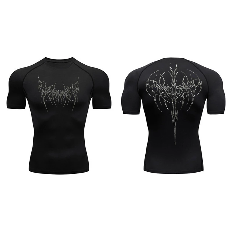 Men's printed compression shirt sport t shirt running t shirt running t shirts fitness clothes compression t shirt men t shirts quick drying sports T-shirt gym training bra rash protector