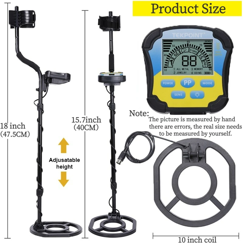 Metal Detector MD8030 Lightweight Gold Finder 10 IP68 Waterproof Search Coil 4 Modes Professional High Accuracy