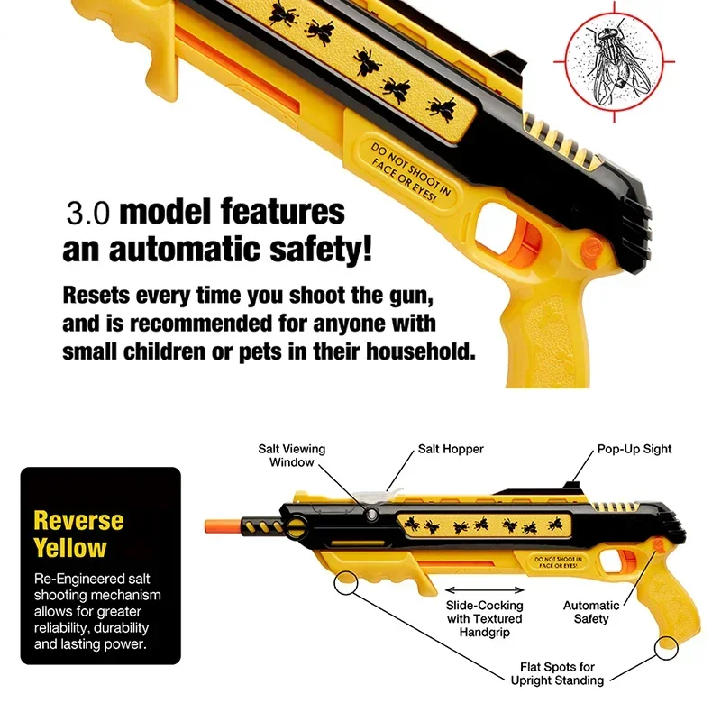 Mosquito Fly Gun Salt Gun Aiming Fly and Mosquito Killer Adult Simulation Toy Shooting Game Plastic