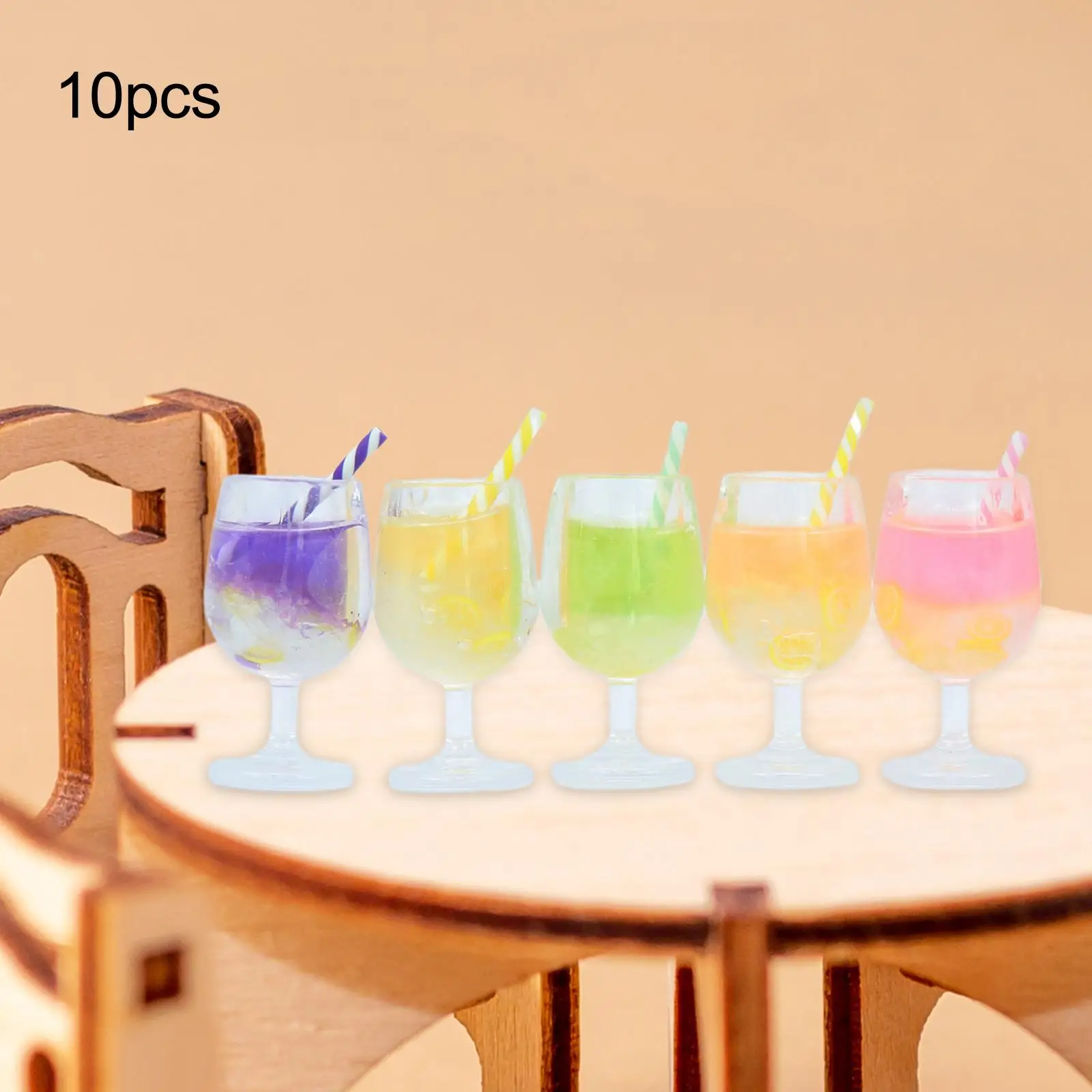 10 Pieces 1:12 Bottle Charms Simulated Juice Adornment Toy for Miniature Scene Accessories Architectural Micro Landscape Layout