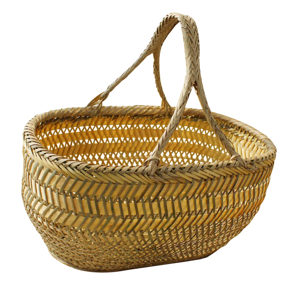 Vegetables Basket Hand Shopping Storage Baskets Garden Hod Fruit Open Bamboo Weaving 2