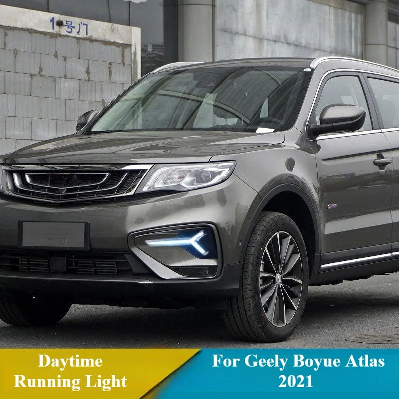 For Geely Boyue Atlas 2021 2Pcs Car Led Daytime Running Lights Dynamic Turn Signal Modified Front Bumper Fog Lamp 12V Daylights detail image 3