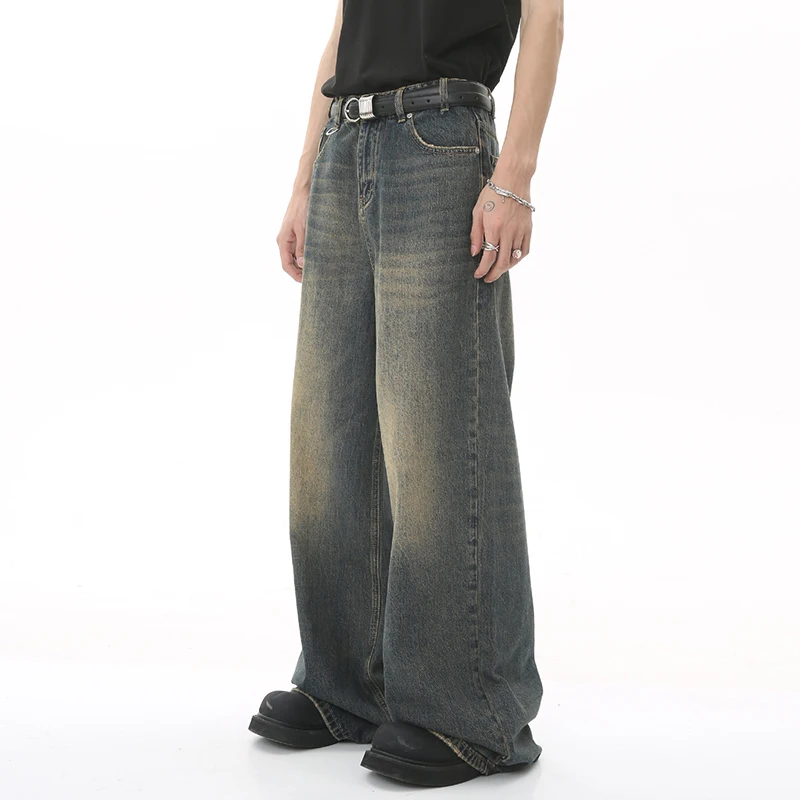 IEFB Summer Men's Denim Pants Old Blue Washed Male Jeans Straight Casual Menwear Loose Wide Leg Trousers New Fashion 9C354 2