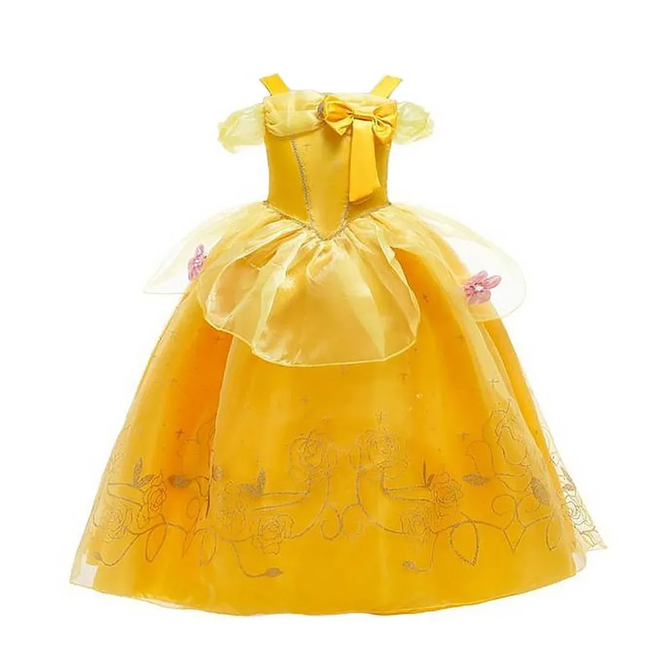 Kinder Prinzessin Phantasie Kostüm Elsa Party Karneval weiß verkleiden sich für Mädchen Weihnachten Geburtstag Cosplay Belle Schneeflocke Vestidoes