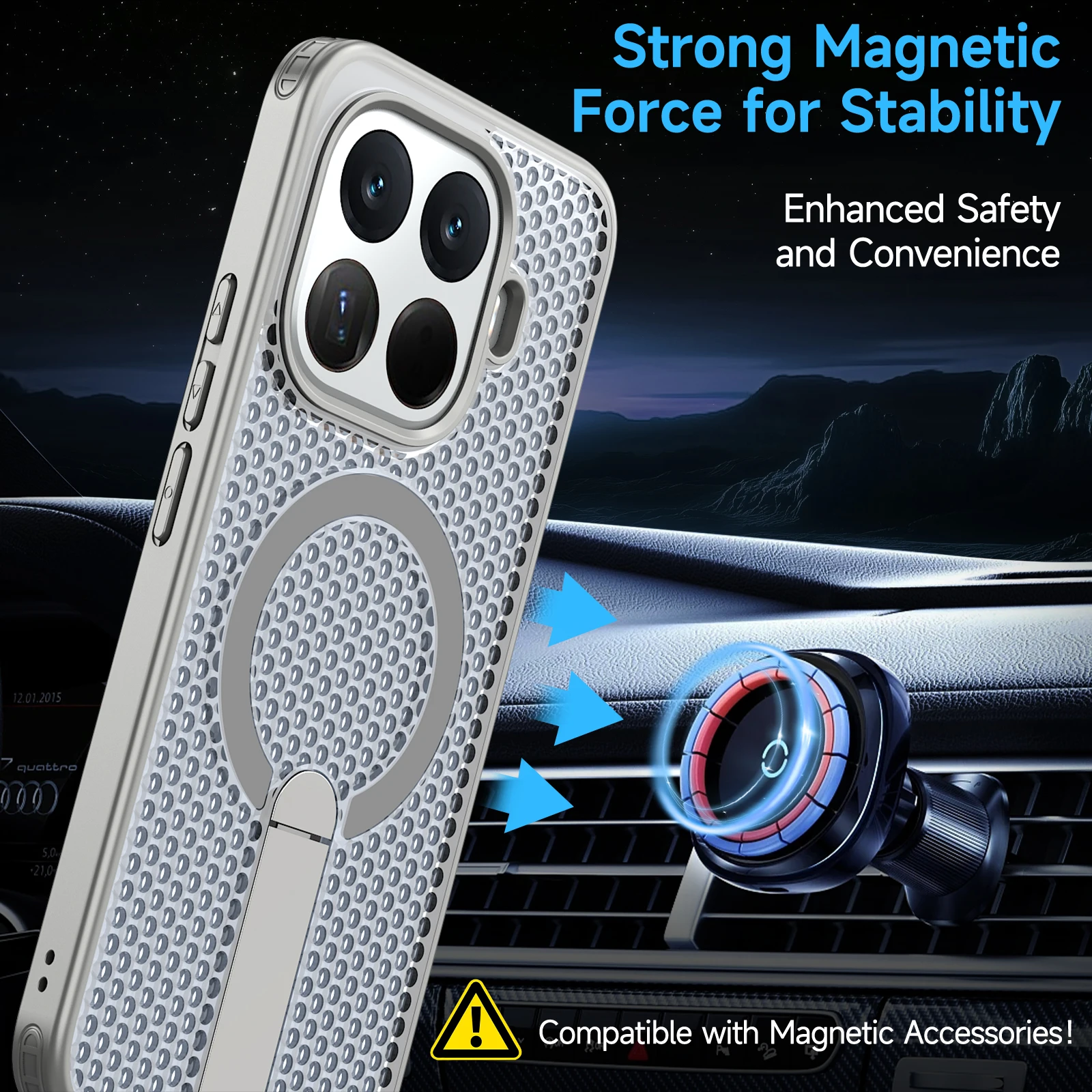Enhanced Cooling Heat Dissipation Magnetic Case with Shockproof Bracket Cover