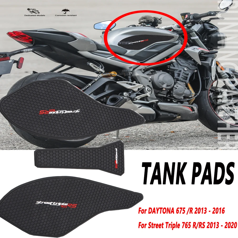 Moto Gymkhana Anti-Slip Tank Pads Sticker Side Gas Knee Grip Traction Pads For Daytona 675 /R Street Triple 765 R/Rs 2013 - 2020