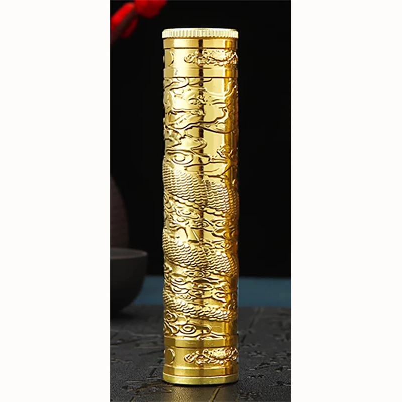 Vintage Dragon Metal Cigarette Case - Buddha Relief Design, Waterproof Tobacco Holder