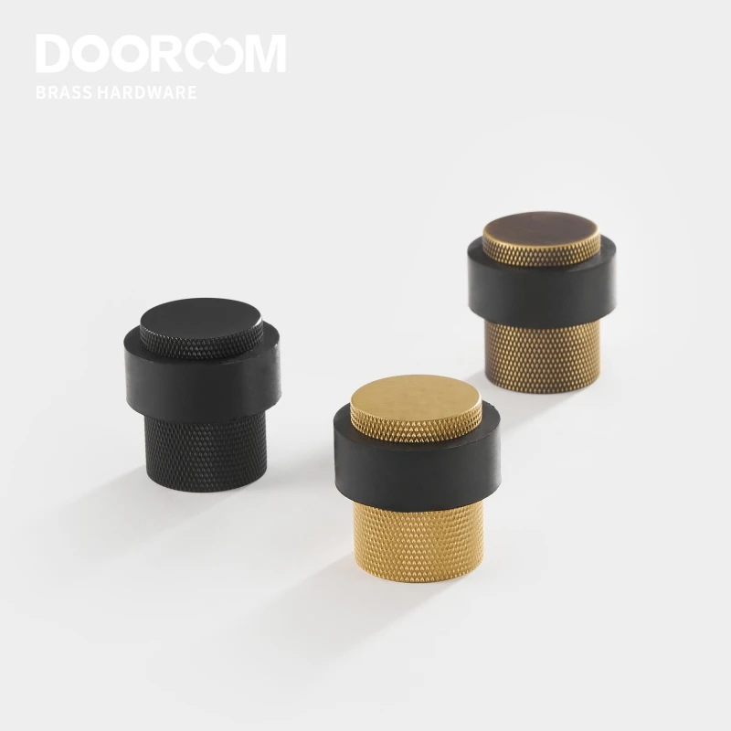 Dooroom Knurled Brass Rubber Door Stops Bathroom Heavy Duty Floor Mount Bumper Non-magnetic