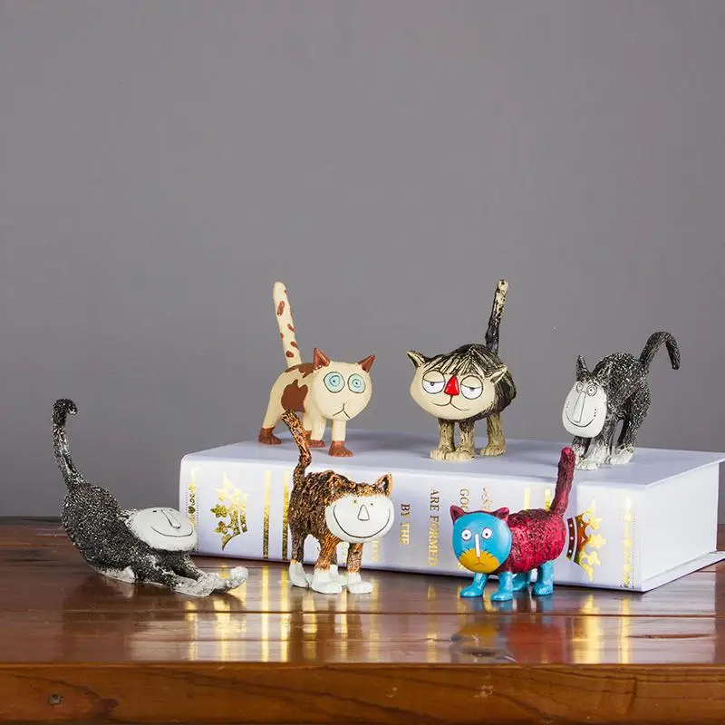 Cute Decorations Cat Star Cartoon Figurines Miniatures Cat Car Home Living Room Office Decoration Crafts Birthday Gi