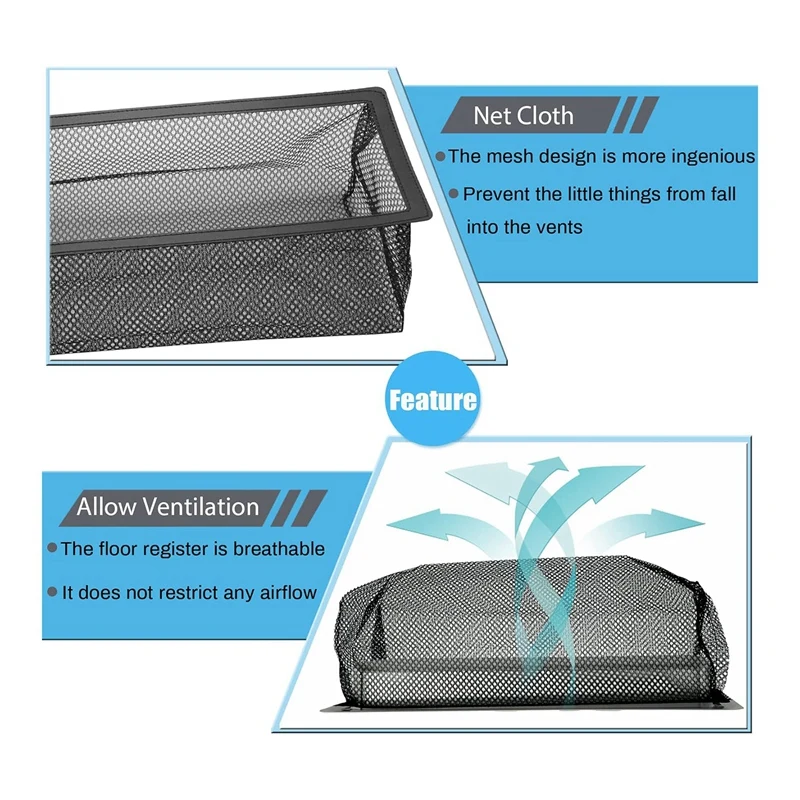Floor Register Cover Trap, Floor Air Vent Mesh Cover Screen For Home Air Vent Filters 6-Packs(6-Pieces)