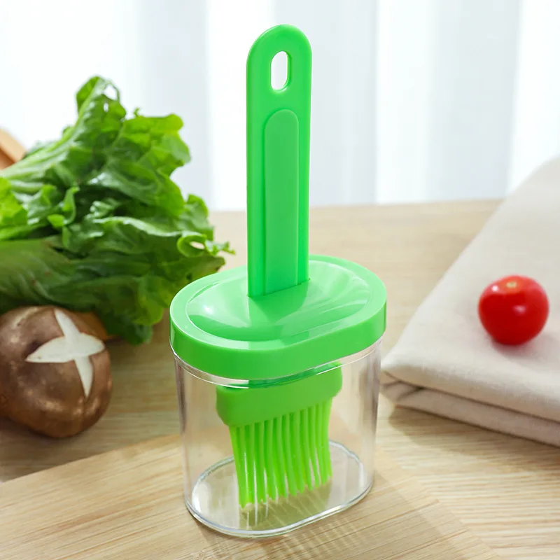 1pc Oil Brush Pancake Oil Brush Integrated Pan with Bottle Kitchen Dustproof Baking Tool