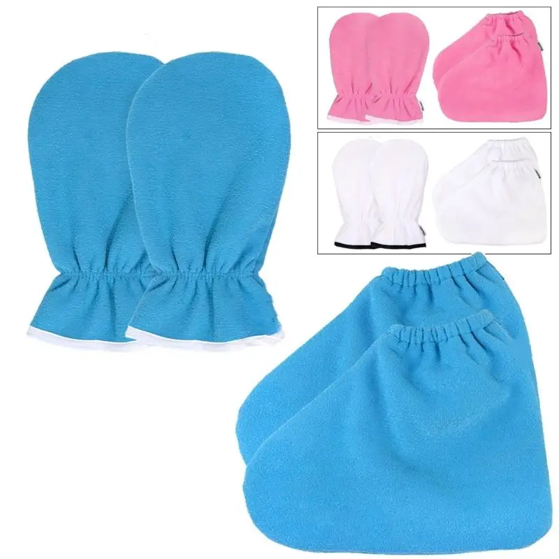 1 Pair Insulation Care Gloves Flannel Elastic Opening Nail Protection Hand Therapy Paraffin Wax Mitts Reusable Warmers For Women