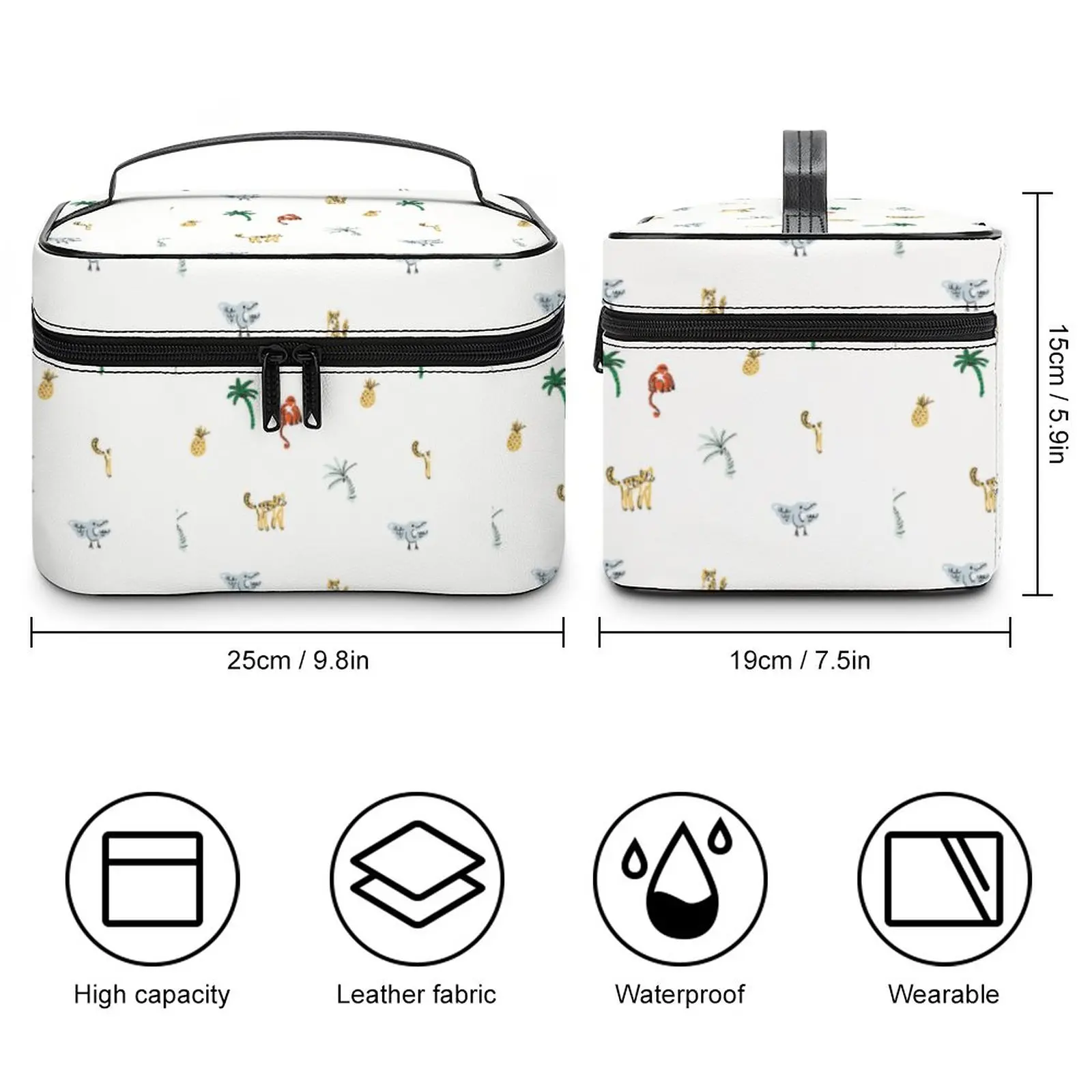 Customized Pattern Makeup Bag Outdoor Travel Makeup Bag Women White Print Cosmetic Bag Toiletries Organizer Storage Wash Bag