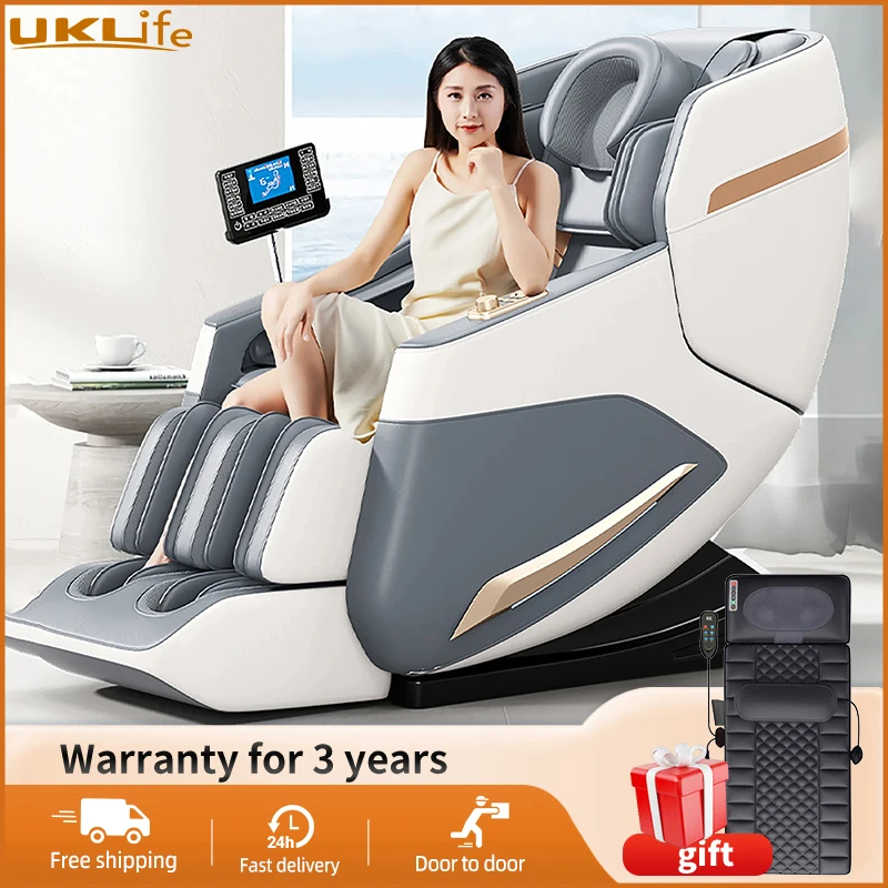 UKLife 가정용 4D 전신 에어백, 무중력 다기능 마사지 의자, 열 럭셔리 전기 사무실 의자, 3 년 보증 