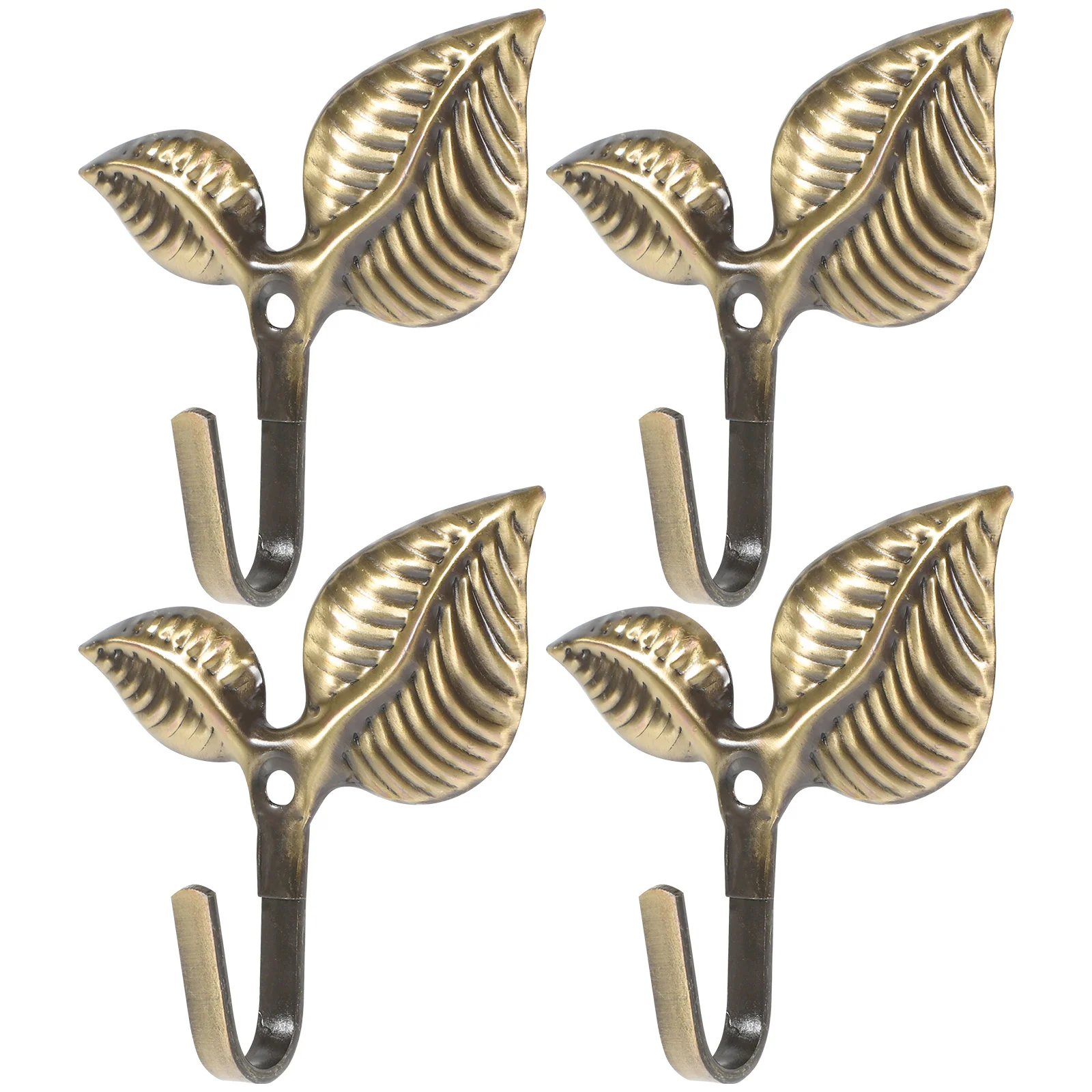 

4 Pcs Clothes Hangers Metal Wall Hook Gold Leaf Coat Hooks Iron Wall-mounted Leaf Wrought Coat