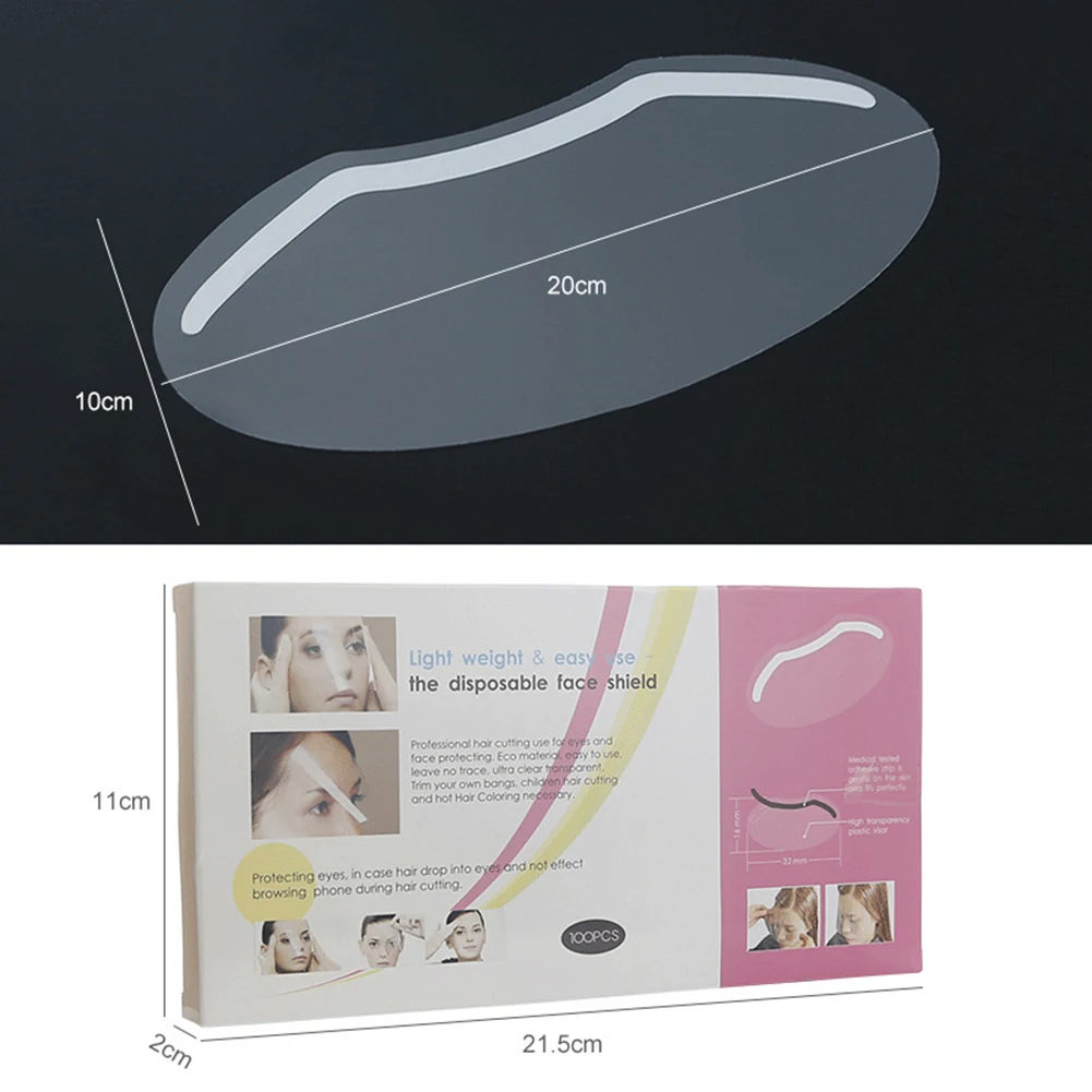 플라스틱 일회용 얼굴 가리개, 20x10cm, 헤어 살롱 고글, 속눈썹 애프터 케어, 살롱 용품, 속눈썹 연장용 투명
