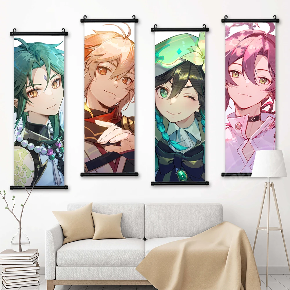 Scrolls Anime Wall Artwork Canvas Kaedehara Kazuha Picture Genshin