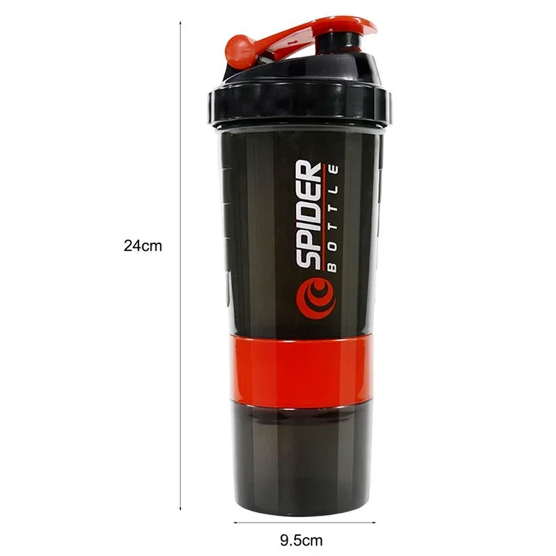 500ml 3 Layers Bottle Protein Powder Shake Cup Large Capacity Water Bottle Plastic Mixing Cup Body-Building Exercise