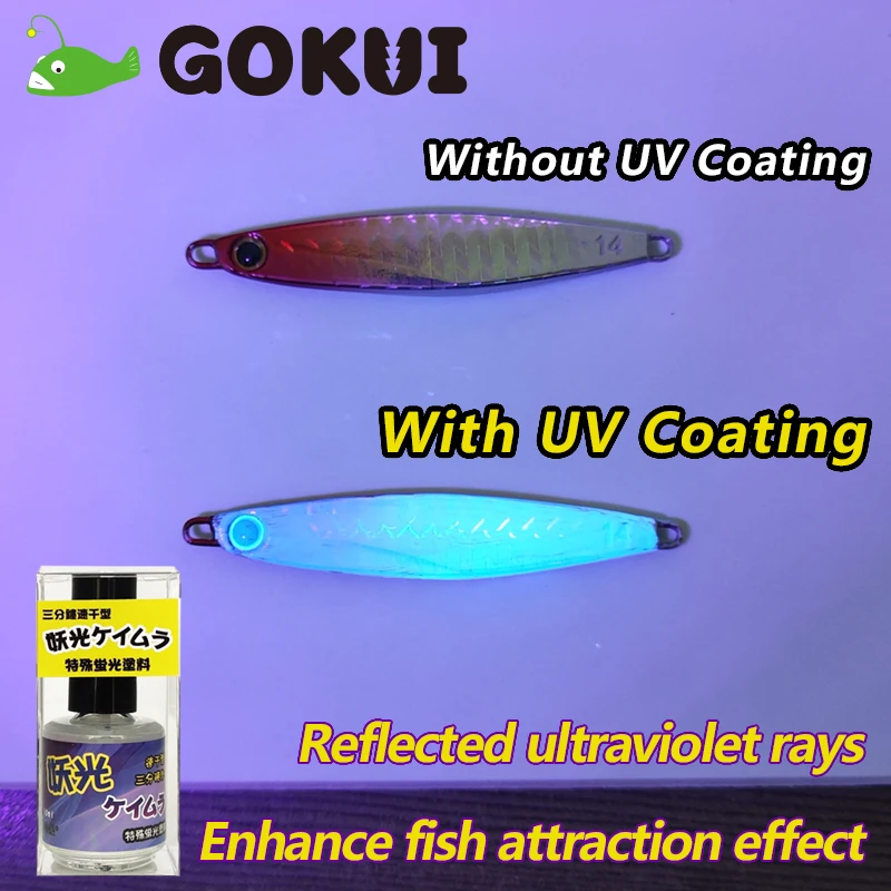 GOKUI UV Coating for Lure Bait Fishing Jig DIY Fluorescent Paint Magical Fish Luring Paint Biomimetic UV Coatings Fishing Tackle fishing tools fishing tool fishing accessories fishing tackle