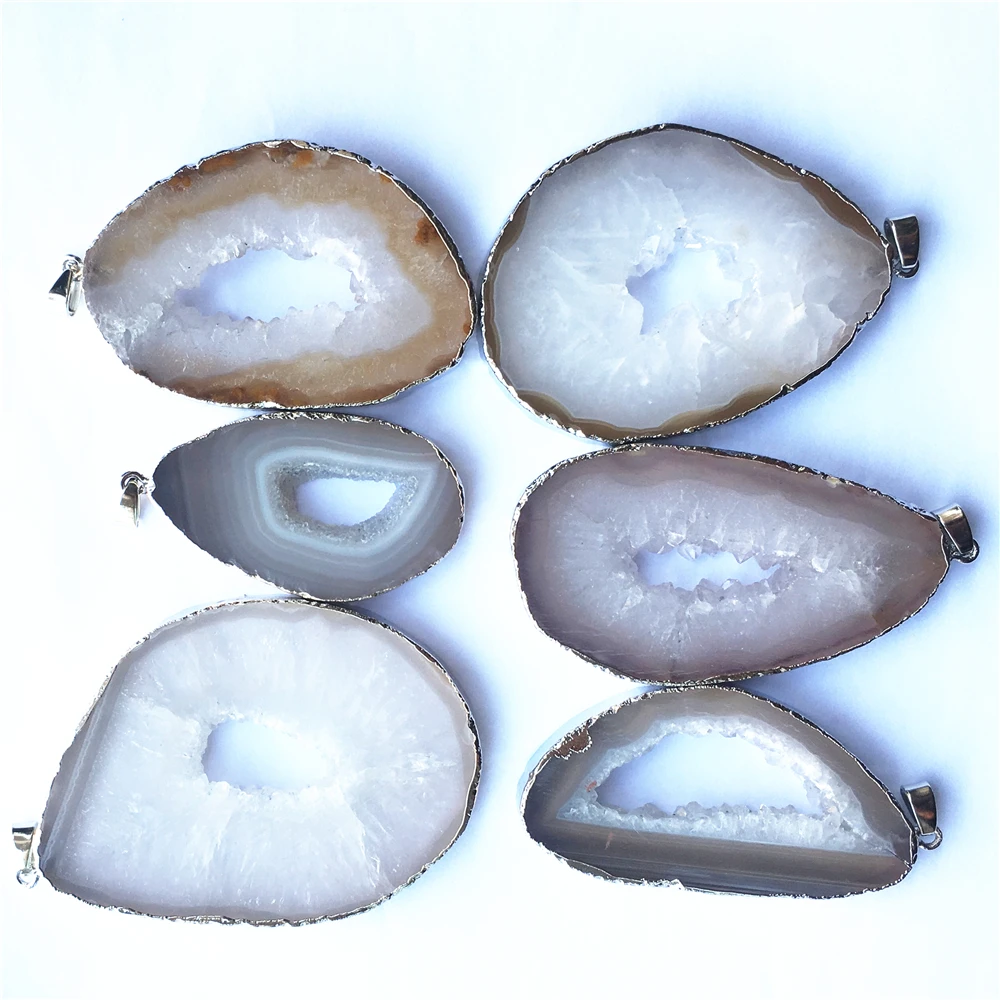 New High Quality Natural Stone White Agates Pendants Charms for Jewelry Making DIY Accessories Fit Necklaces Size 5pcs Wholesale