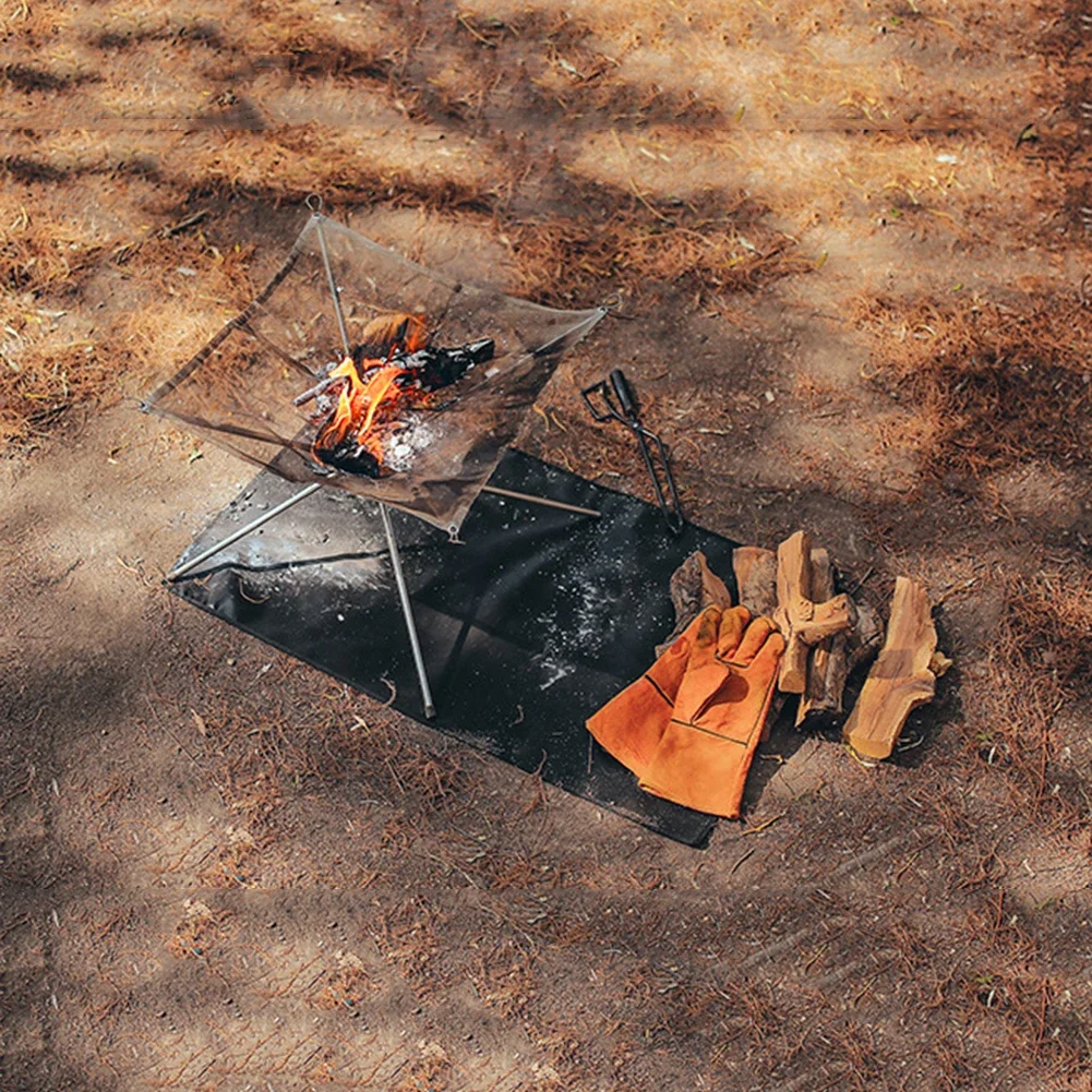 Flame Retardant Mat Fireproof Grill Pad Heat Insulation Easy To Clean High Temperature for Outdoor Camping for Ground Deck Lawn