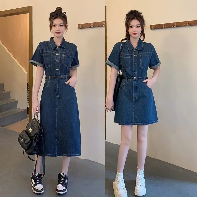 미니원피스 여성용 캐주얼 V넥 풀오버, 패치워크, 새로운 패션, 루즈 드레스, 얇은 긴팔, 빈티지 원피스, 가을, 겨울, 2023 11 여성 용수철 긴팔 데님 드레스, 루즈한 뚱뚱한 소녀 슬림 미디 드레스, 여름 패션 여성복, 한국 의류, 2023
