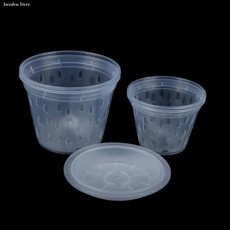 Flower Pot Hydroponic Flower Pot Plant Pot 1Pc Transparent Flowerpot Garden Planter Drainage Pots With Holes Orchid Baskets Plastic Breathable Flower Pots Accessories