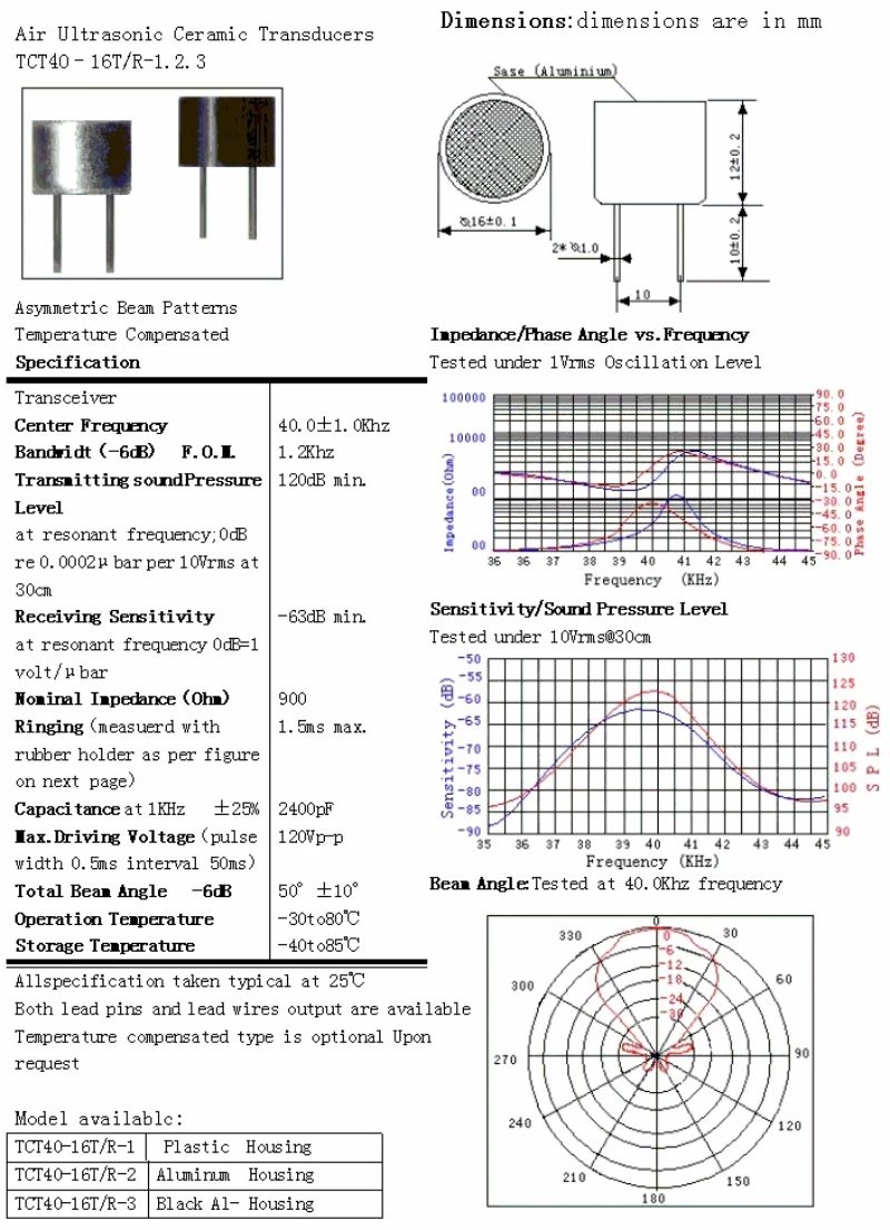 R, 40KHZ, 16mm, 12mm, 10mm, 20PCs, Frete Grátis