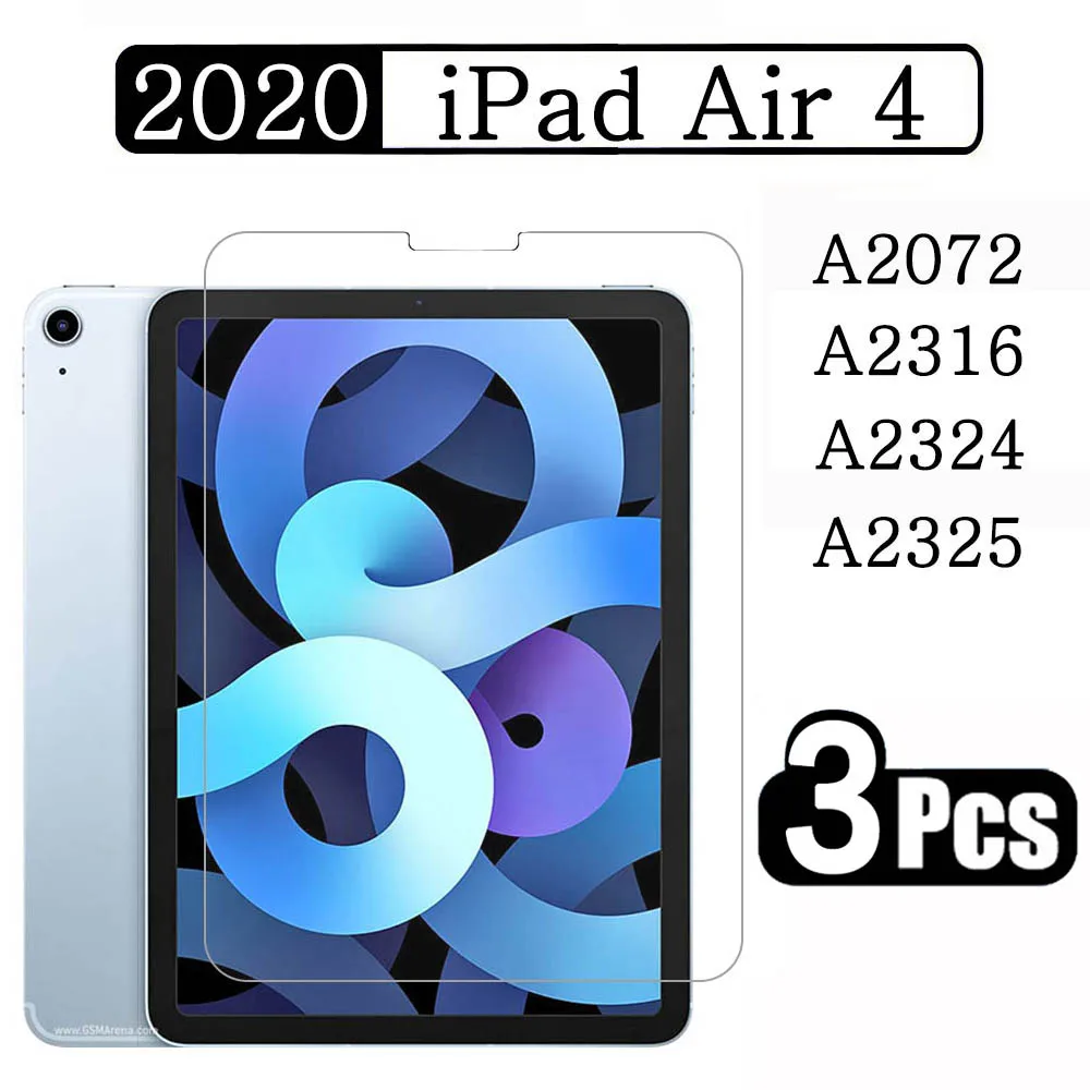 

(3 Packs) Tempered Glass For Apple iPad Air 4 10.9 2020 A2072 A2316 A2324 A2325 Full Coverage Tablet Screen Protector Film