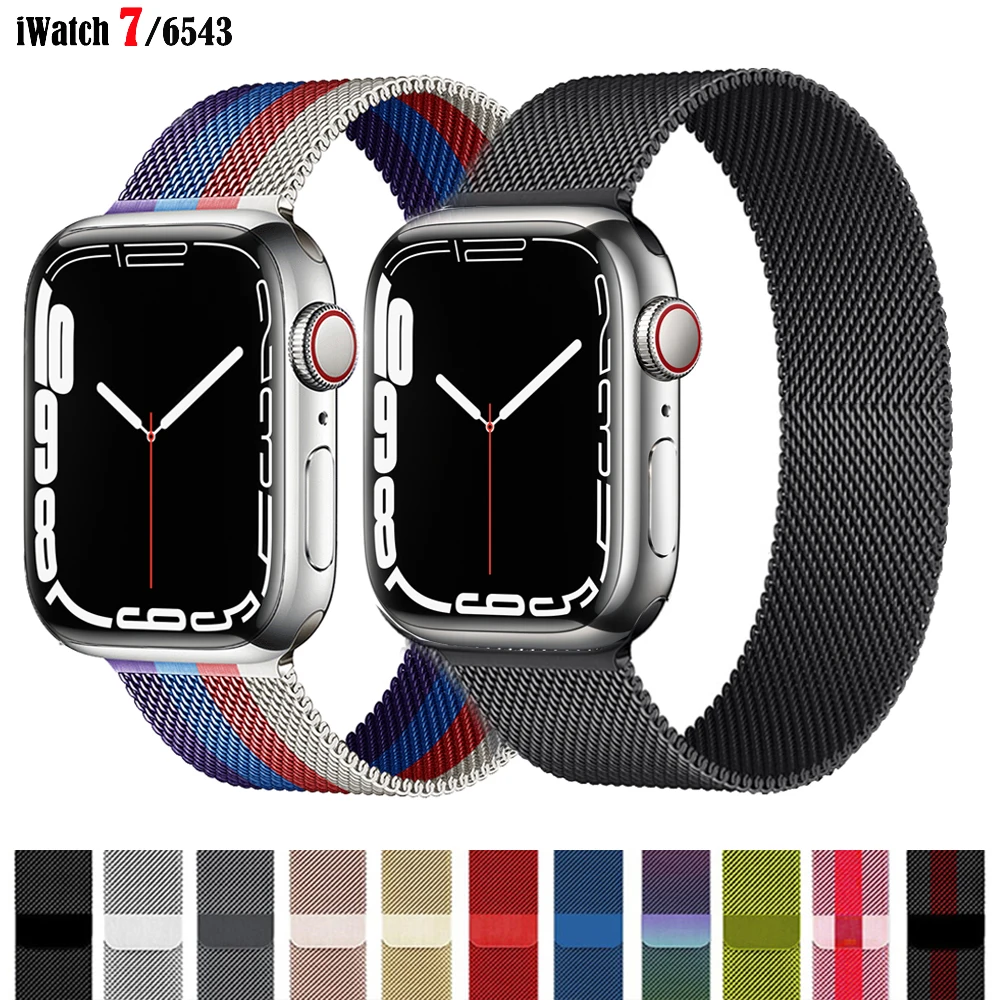 Ремешок для Apple watch Series 7 металлический магнитный браслет iWatch 5 4 3 SE 6 41 мм/45 мм 44 40 38