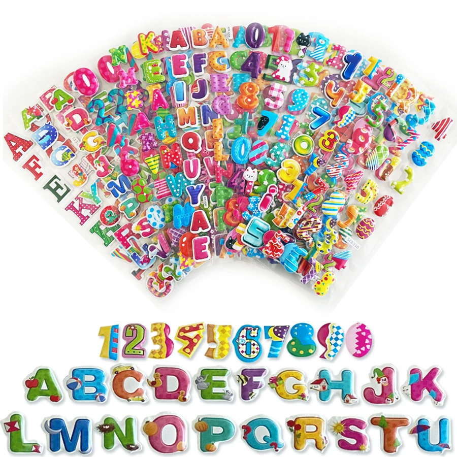 Cartoon Letter Design Bubble Stickers - Self-Adhesive Decorative Set
