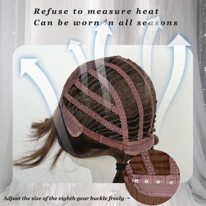 LUPU Lolita Hazelnut Grey Brown Long Curled Hair Sweet and Cute Double Ponytail Long Curled Hair Lolita Simulated Hair JK Wig