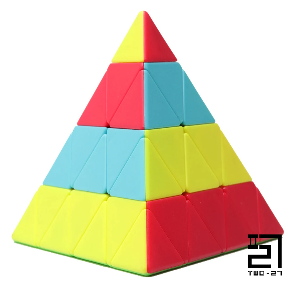 FanXin 4*4 Pyramid 3 D 4 to 4 Magic Cube Three-piece Stickerless Piramix Multicolored Spreedcube Triangle Toy Kid 5 to 7 Yrs Old