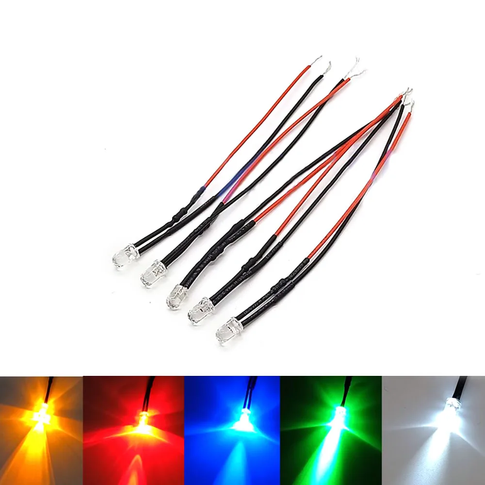 10Pcs 5mm Pre Wired Ultra Bright LEDs Emitting Diodes with Resistance LED Bulb Lights 3V 5V6V9V 12V 24V 36V 48V 60V 110V 220V