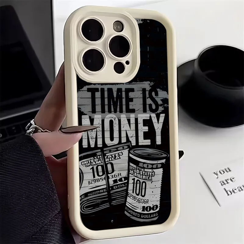 Time Is Money Printed Soft Phone Case – Stylish Protective Cover