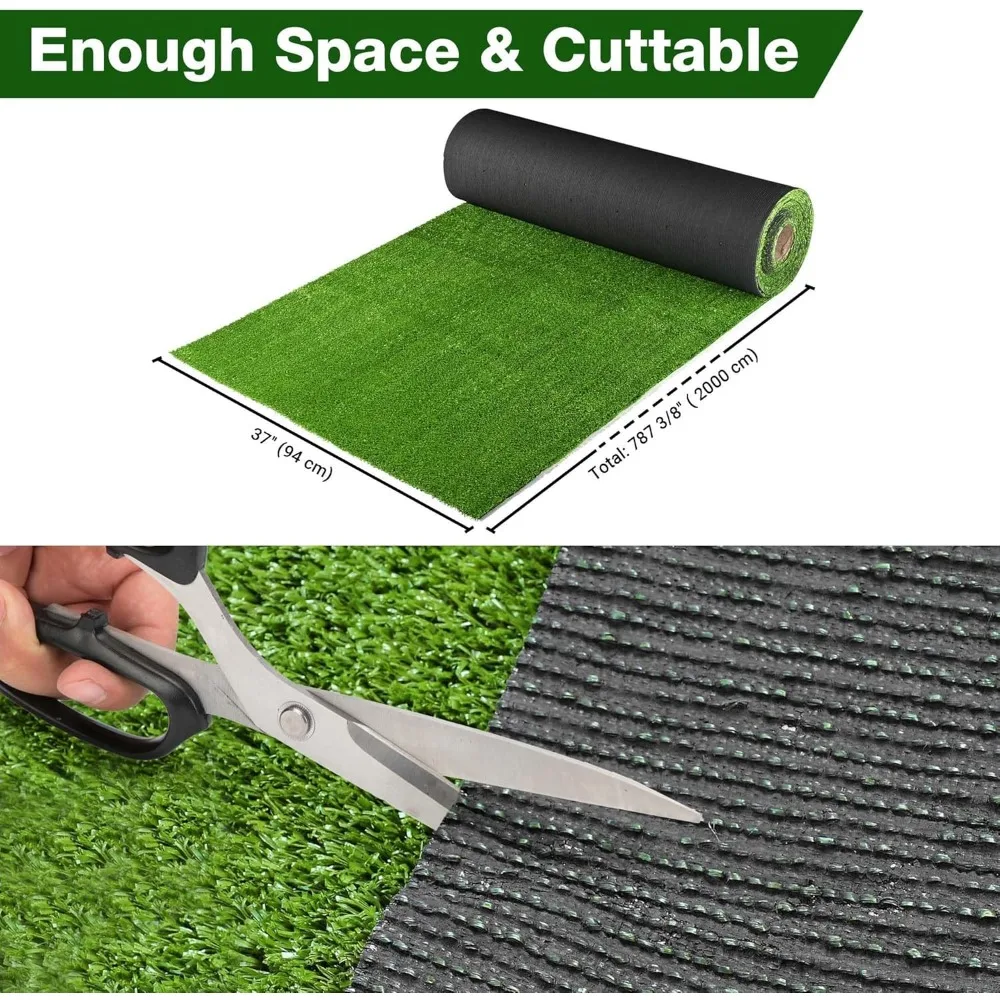 4PCS 65x3 Ft Artificial Turf Grass Rug Indoor Outdoor Event Balcony Deck Patio Decor Gym Astro Fake Lawn Mat