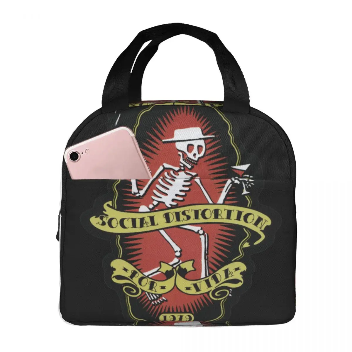 

Social Distortion Winged Wheel Lunch Bag Unisex Portable Cooler Insulated Lunch Box Food Bento Box