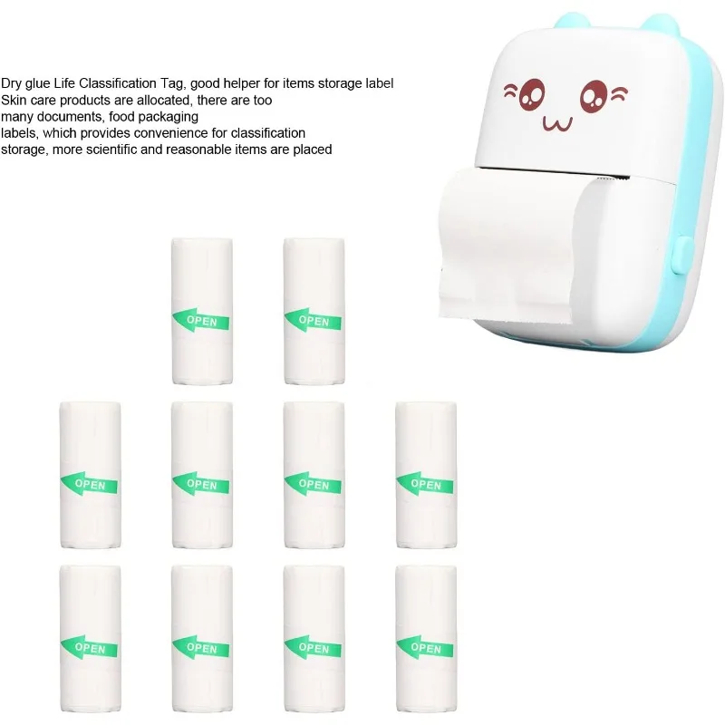 Printable Adhesive Paper, 10 Pieces Mini Printer Paper Rolls, Thermal Receipt Paper Rolls, Mini Pocket Thermal Printer