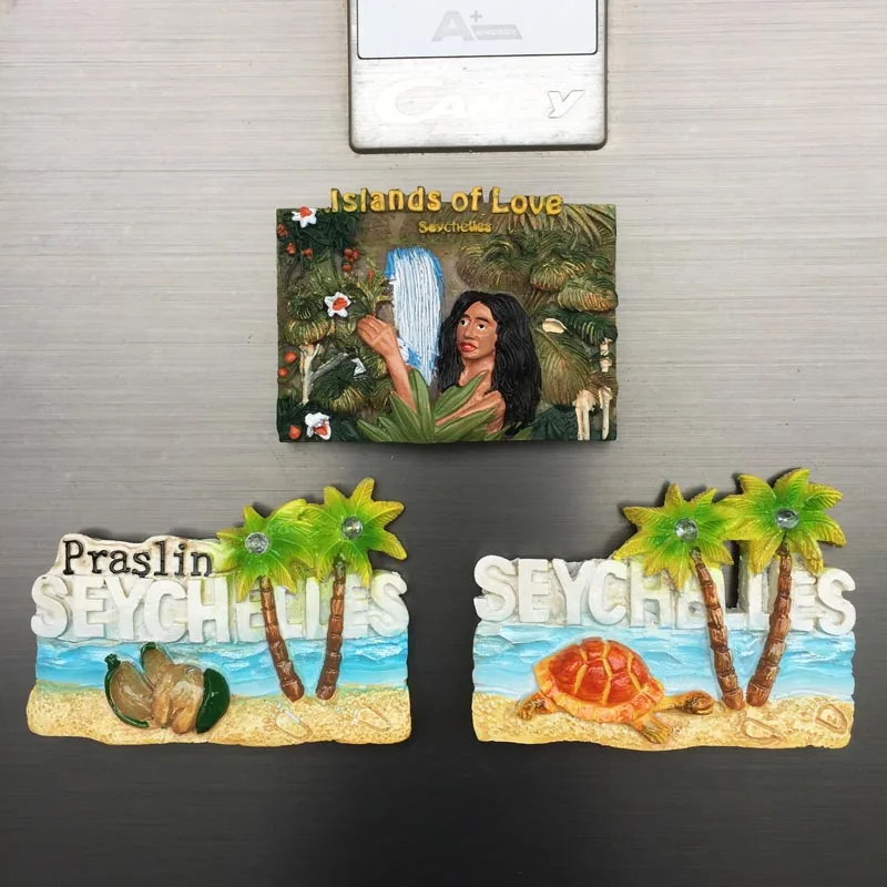 Magnete 3D Praslin Seychelles Per Frigorifero – Souvenir Fatto A Mano In Resina, 8,5 X 6 Cm, Decorazione Casa E Cucina