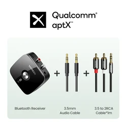 Bluetooth Audio Receiver with aptX HD for High-Quality Wireless Music Streaming (AptX with 3.5mm RCA)