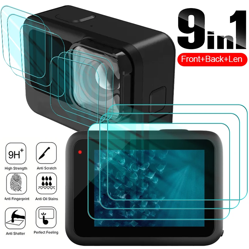 Vetro Temperato Per Gopro Hero 11 10 9 Black Sport Camera Lens & Front & Back Screen Protector Per Go Pro Hero11 Hero10 Hero9