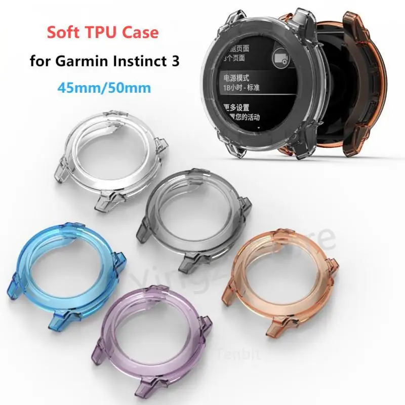 Premium Soft TPU Protective Case - Hollow Frame Cover for Garmin Instinct 3 Watch