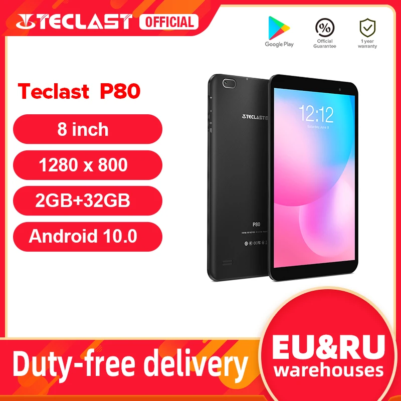  Teclast P80 планшет на Android 10, четыре ядра, экран 8 дюймов, 2 ГБ + 32 ГБ 