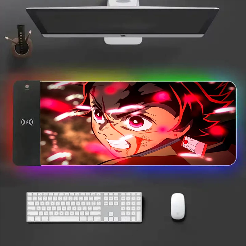 

Коврик для мыши в стиле аниме, игровой коврик с улыбающимся Rgb рисунком карамельных цветов, аксессуары для девочек с синим замком, Офисная компьютерная мышь со светодиодной подсветкой и клавиатурой